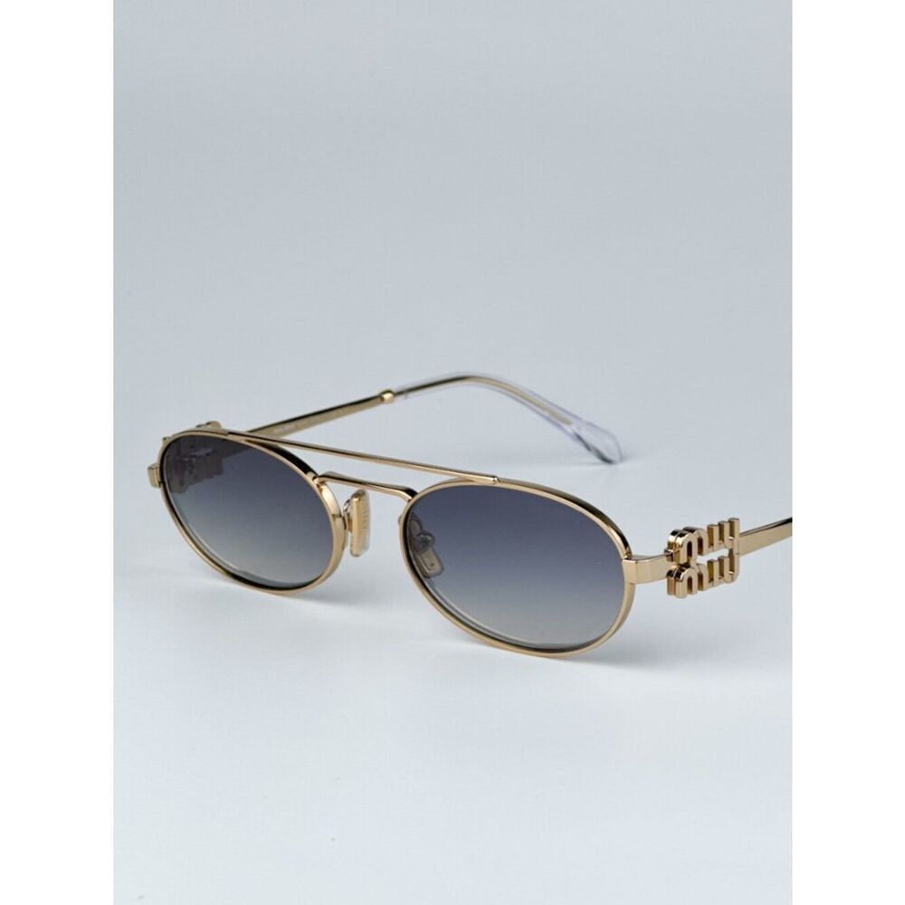 NEW Miu Miu MU54ZS 5AK30C Gold Grey Gradient Mirror Pilot Unisex Sunglas MU 54ZS - Picture 8 of 12